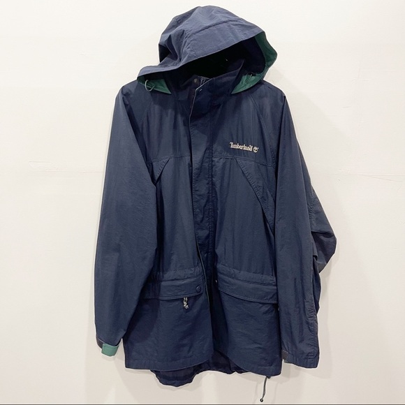 Timberland 1996 Rugged Vintage Blue Jacket Hooded Large - Picture 1 of 8